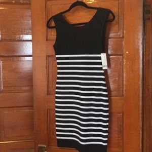 Bar III Black and white striped short dress